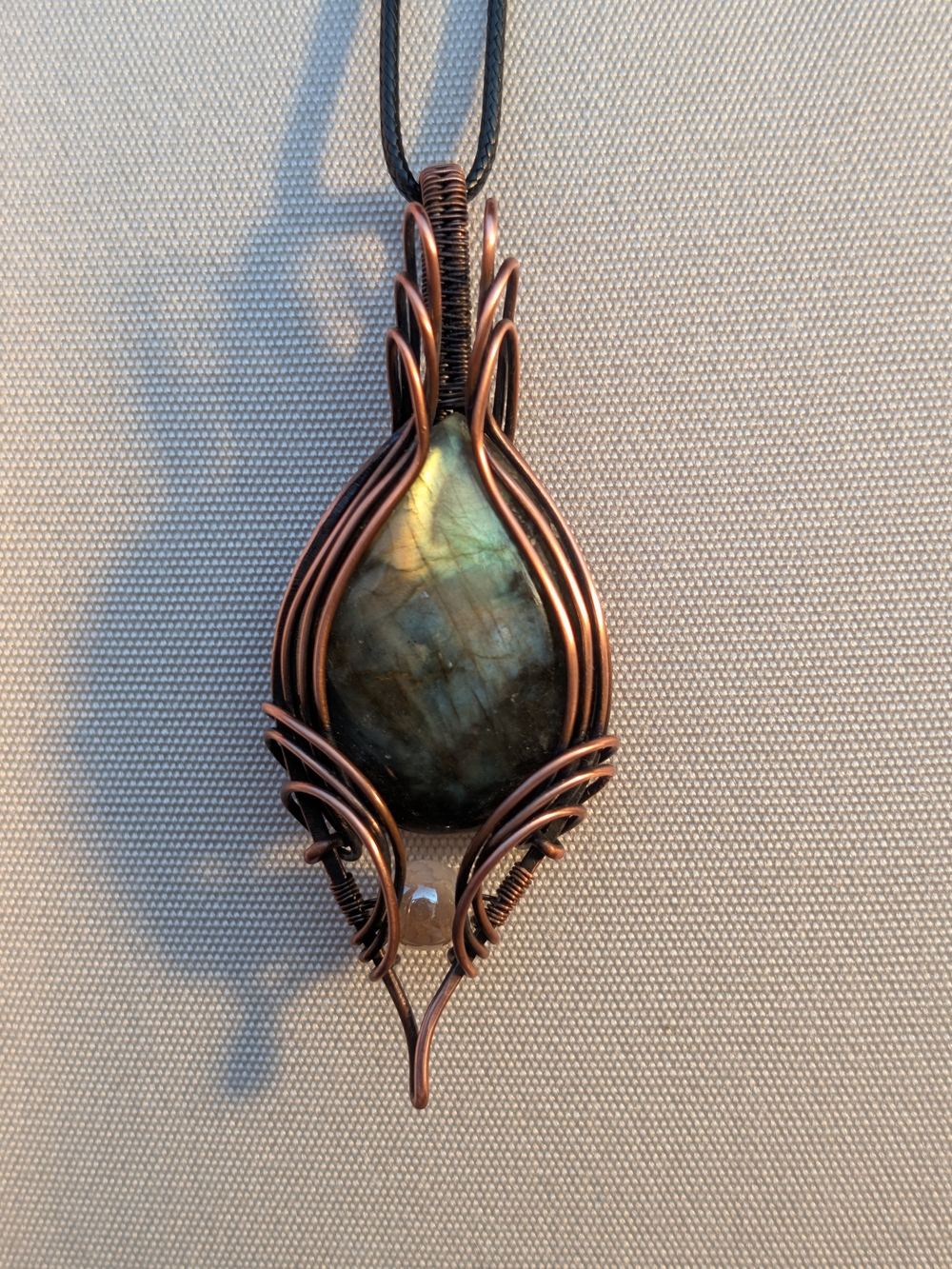 Handmade Labradorite Copper Wire Wrapped Gemstone Pendant